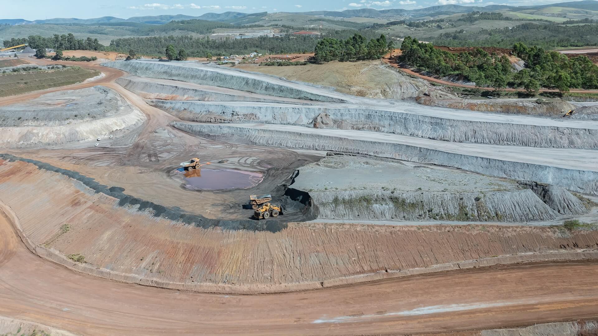 Construction area with tractor digging