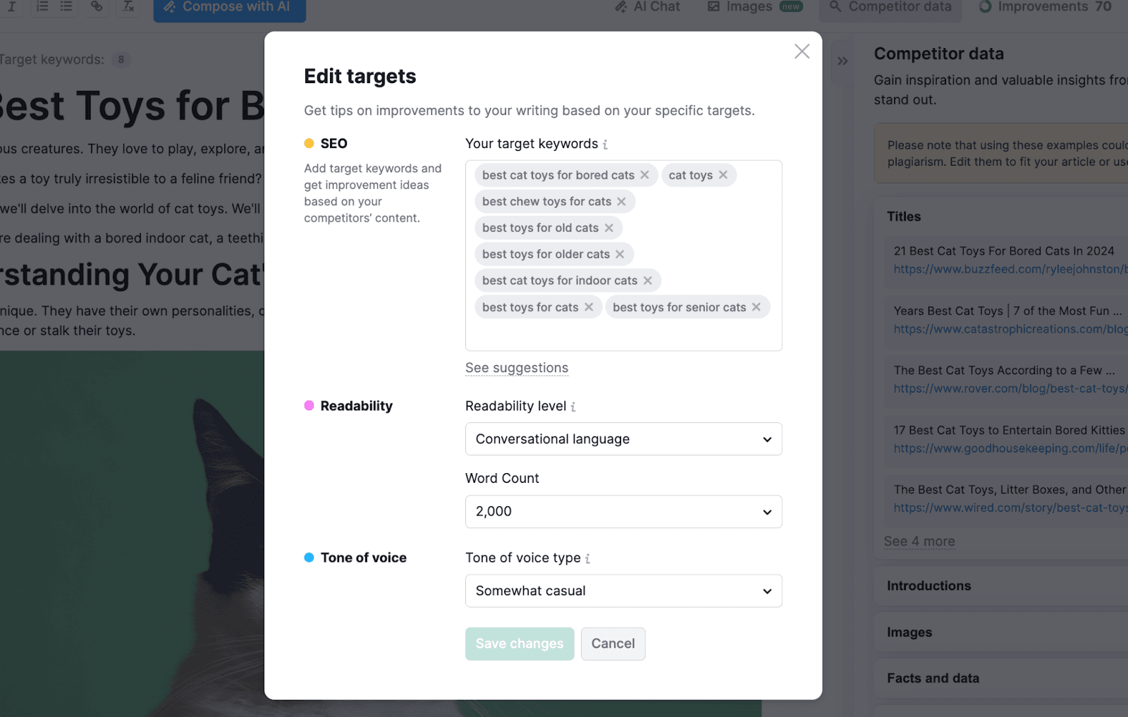 Finding target keywords with ContentShake AI