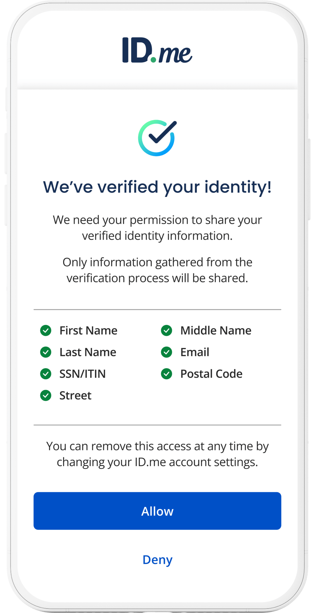 Identify Verification Experience