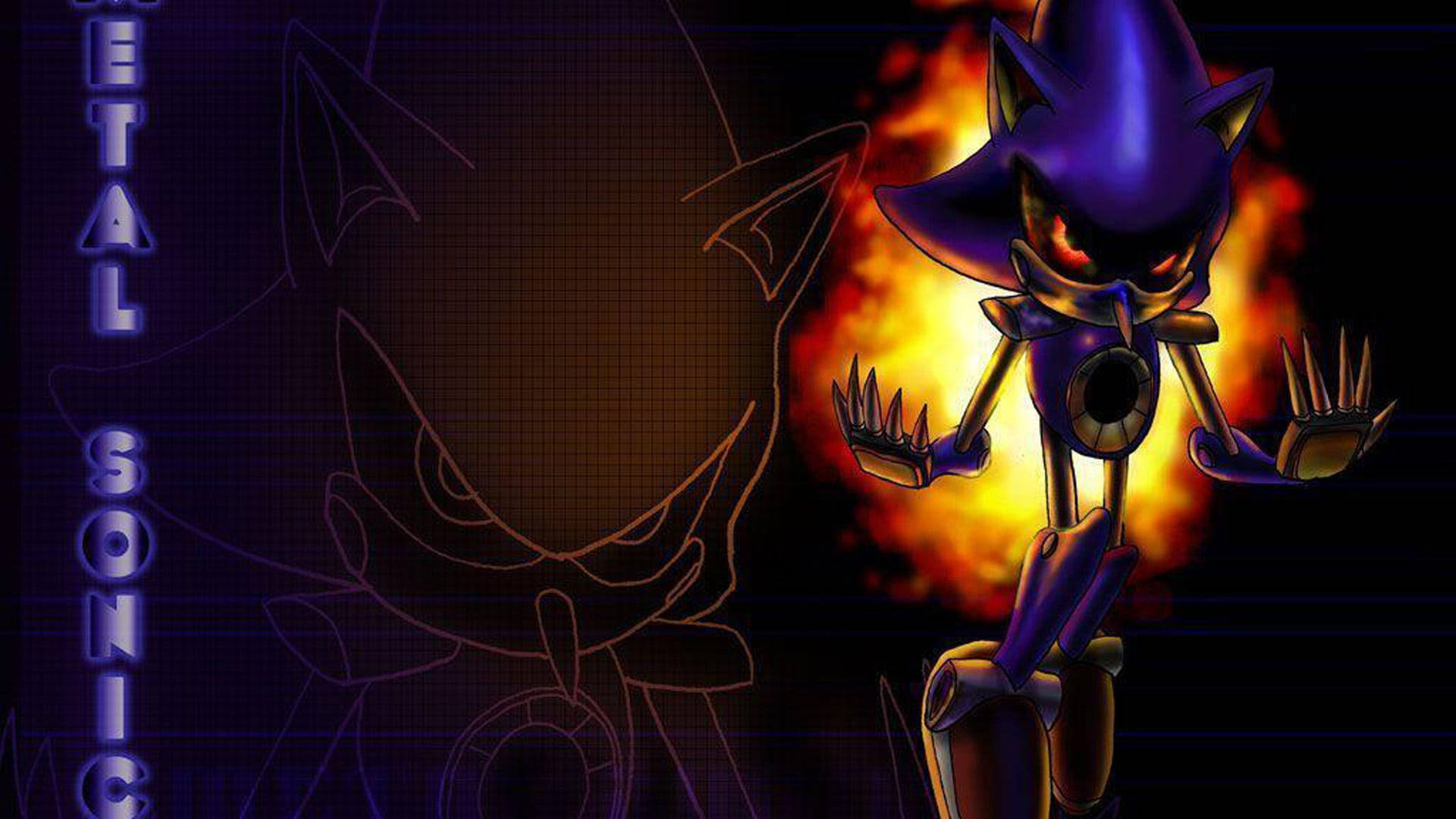 Metal Sonic Fire Black Wallpaper