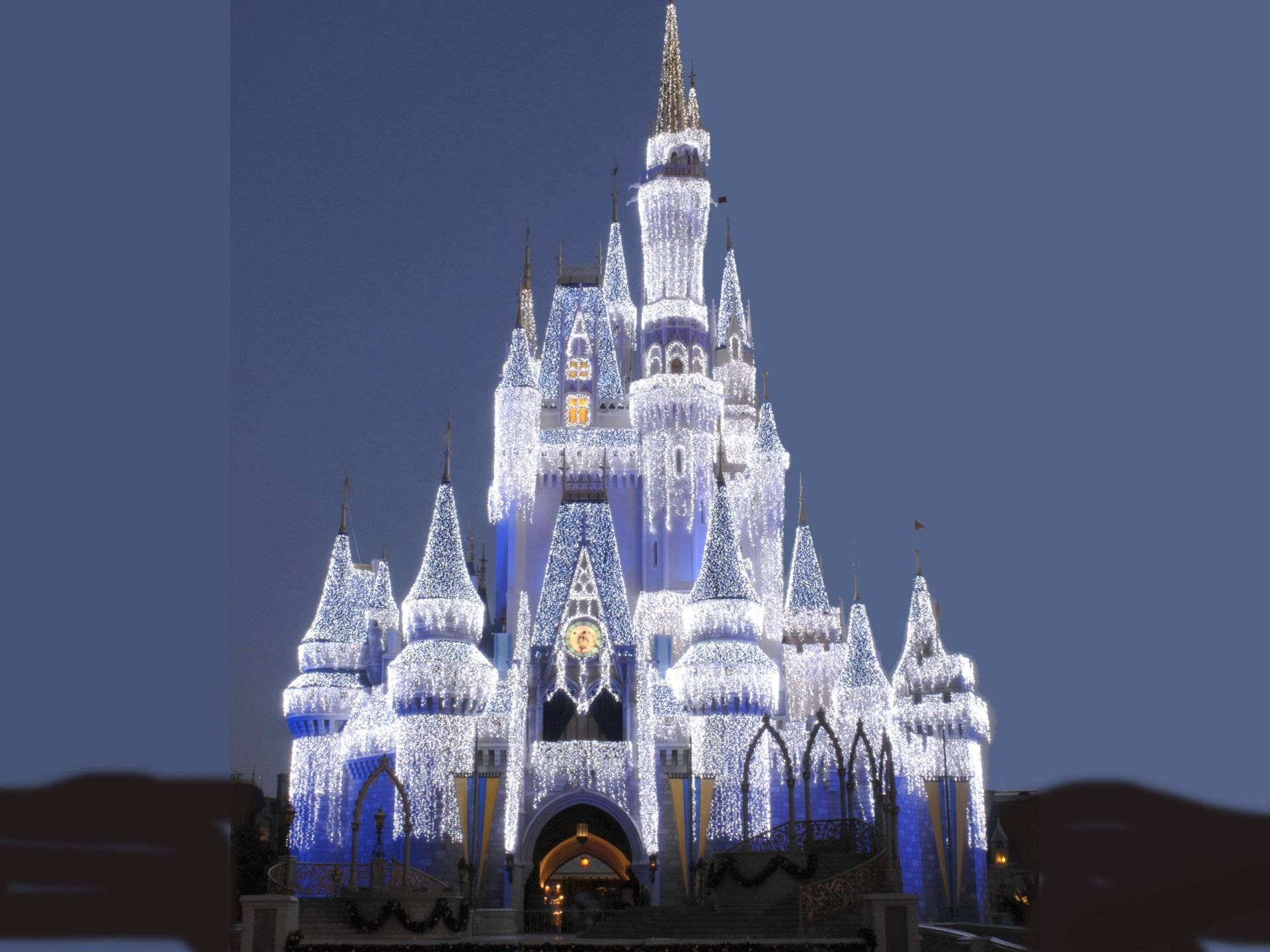 Snow-Like Lights Disney Castle Wallpaper