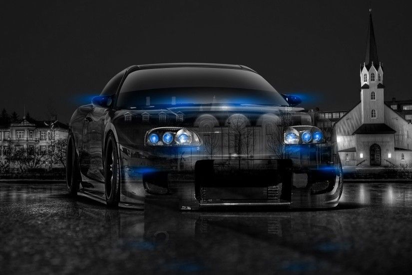 Abstract Black Blue Toyota Supra HD Wallpaper