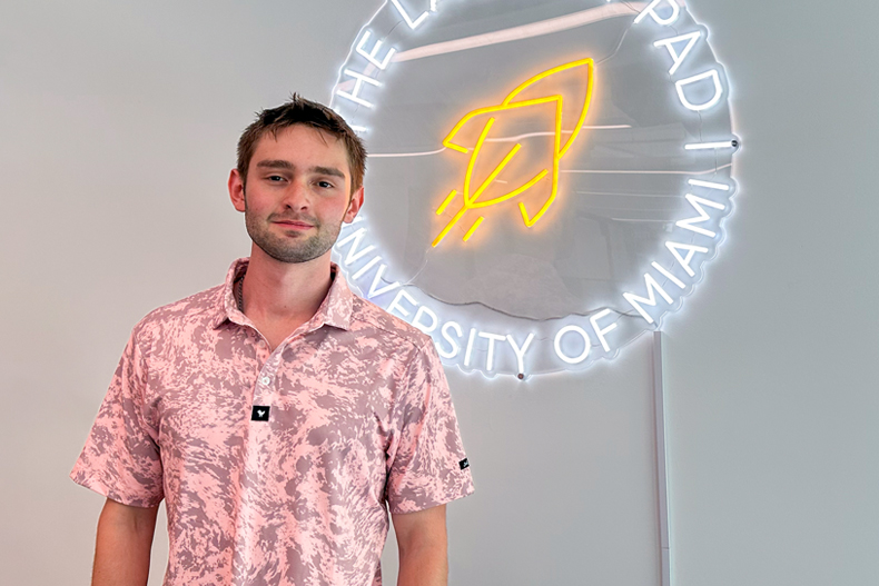  Cam Ezell will be working at The Launch Pad will he pursues his graduate studies. Photo: Eliza Ball/University of Miami 