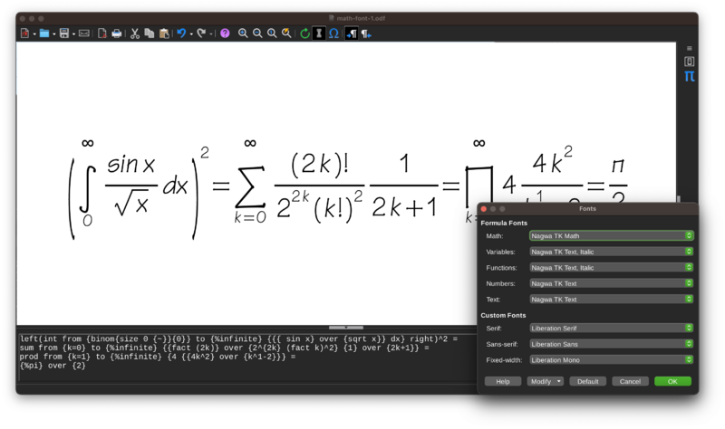 Nabor matematične pisave, nastavljen na pisavo Nagwa TK Math, spremenljivke in drugo nastavljene na pisavo Nagwa TK Text.