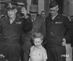 US General Dwight Eisenhower, French General Pierre Kœnig, and US Lieutenant General Omar Bradley at the Arc de Triomphe, Paris, France, 27 Aug 1944