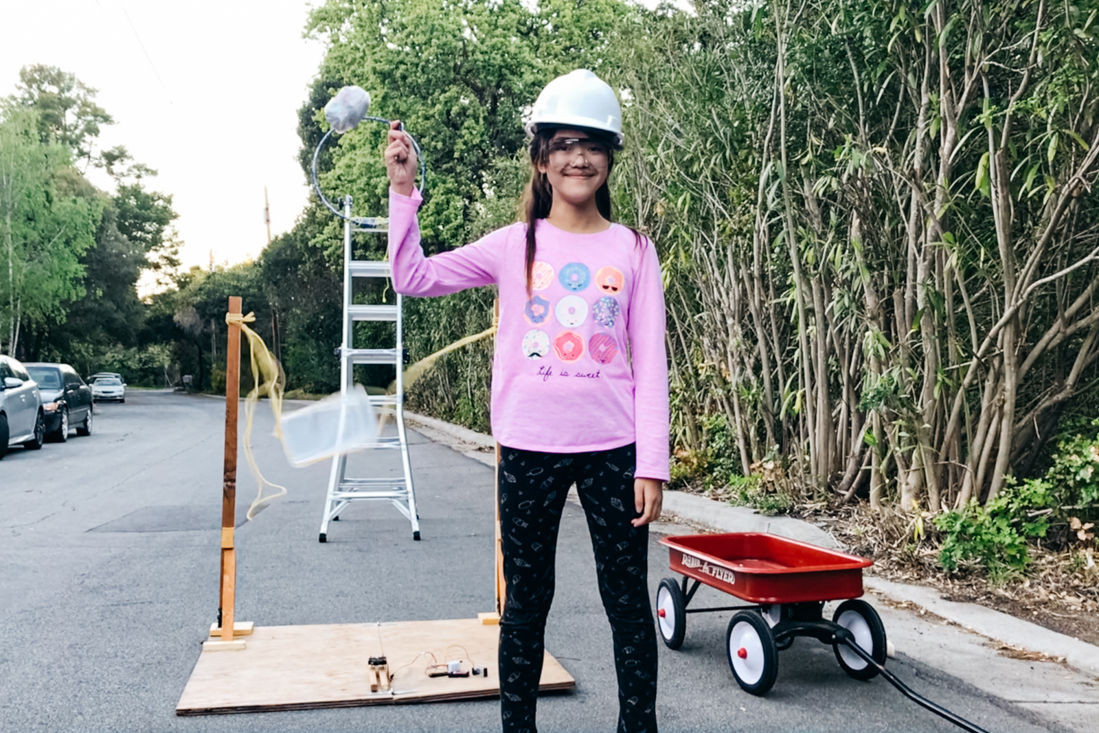 A student participates in The Tech Interactive's annual Tech Challenge.