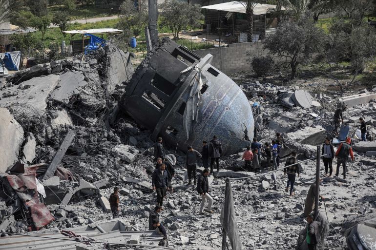 Aftermath of Israeli strike on mosque in Deir el-Balah