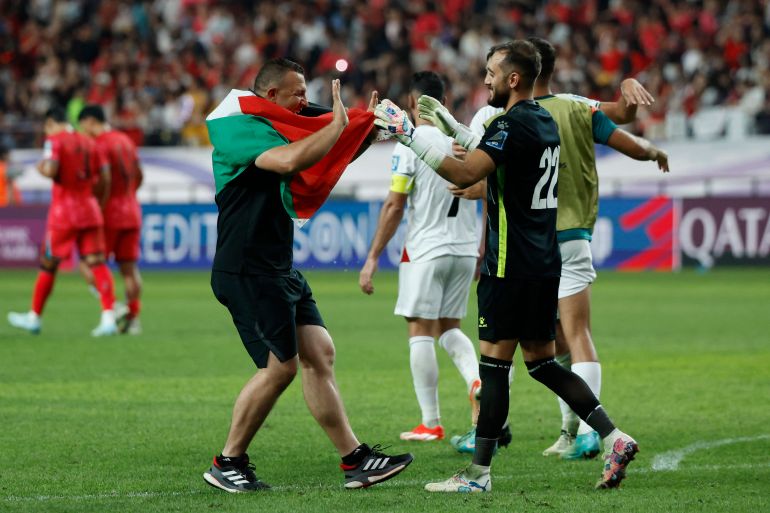 Soccer Football - World Cup - AFC Qualifiers - Group B - South Korea v Palestine - Seoul World Cup Stadium, Seoul, South Korea - September 5, 2024 Palestine's Rami Hamade reacts after the match REUTERS/Kim Soo-Hyeon