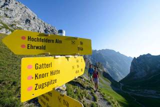 Wegweiser auf der Ehrwalder Alm