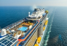 Aerial view of a sea cruise ship