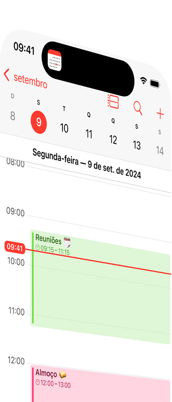 O botão de Ação abre o app Calendário