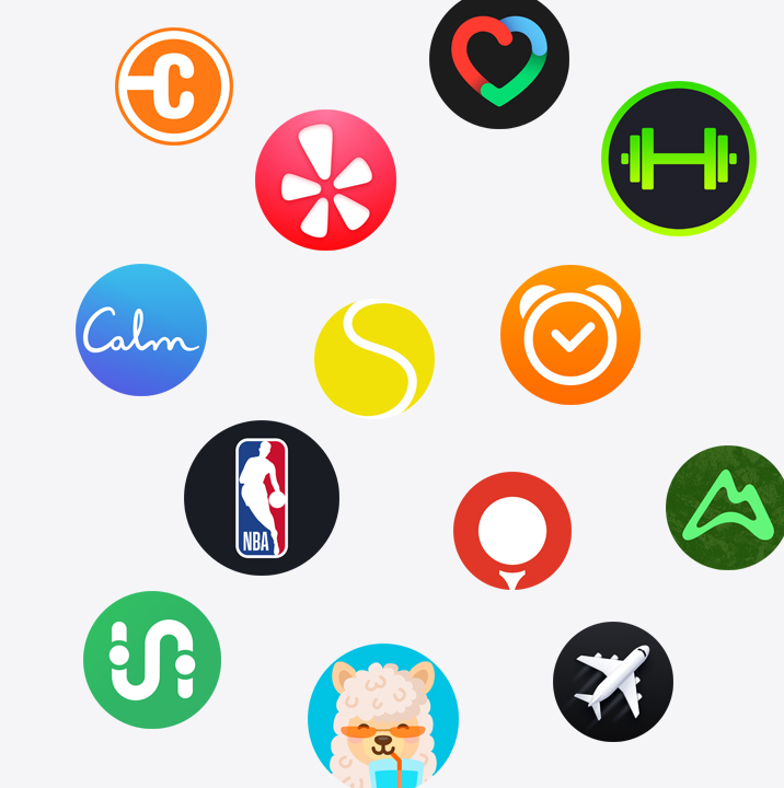 The icons of Apple Watch apps from the App Store.