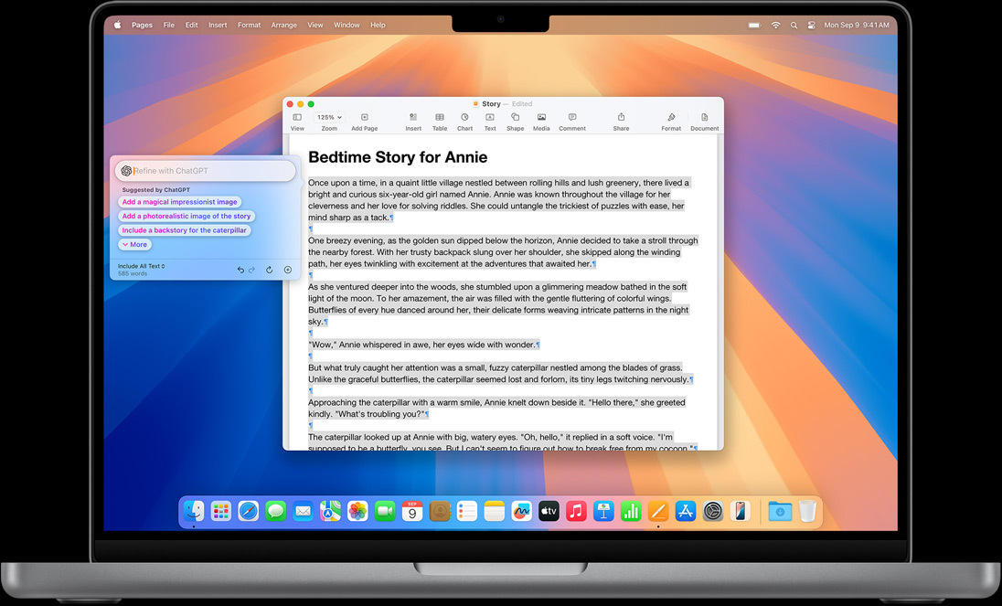 L’option Rédiger dans la fonctionnalité Outils d’écriture est affichée sur un MacBook