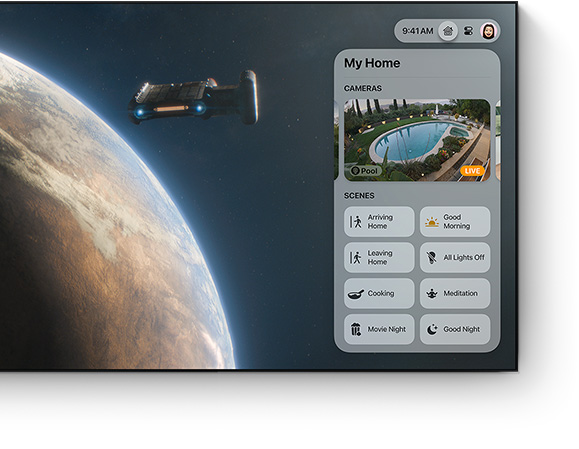 Apple TV 4K Control Centre UI on a flat-screen television