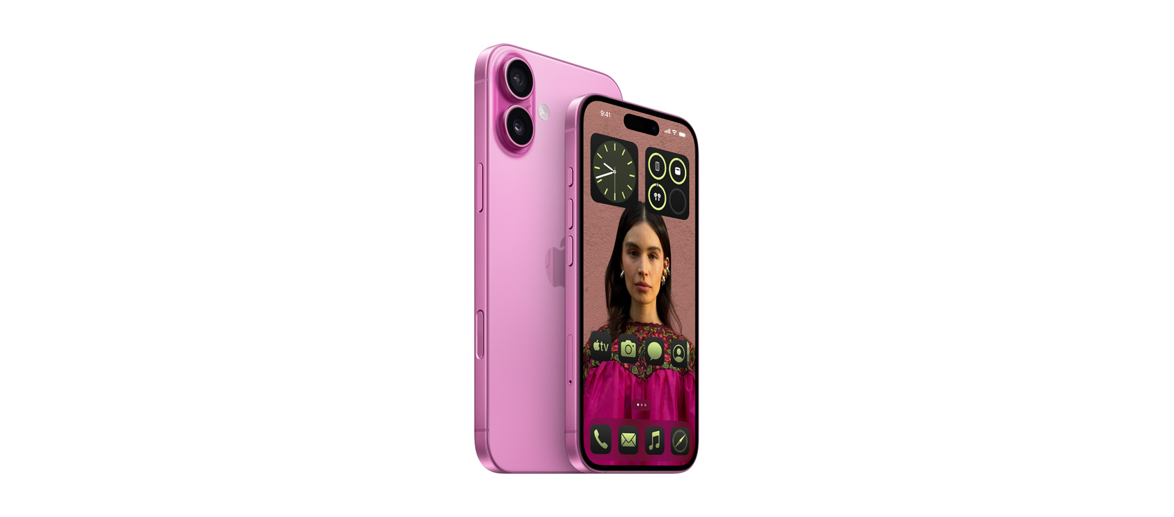 6.7-inch iPhone 16 Plus and 6.1-inch iPhone 16 in Pink