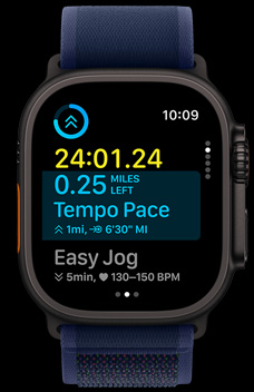 Custom workouts demonstrating how many kilometres left and the amount of time they’ve been running.