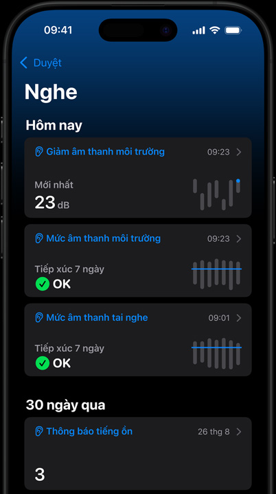 iPhone showing an in-progress Hearing Test