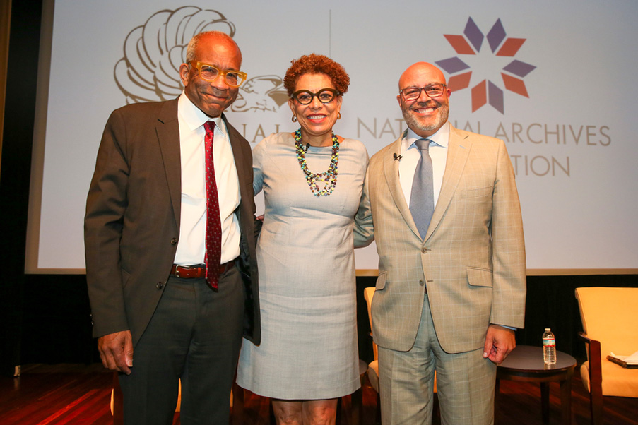 Panelists Randall Kennedy and Sheryll Cashin with moderator Michael Powell