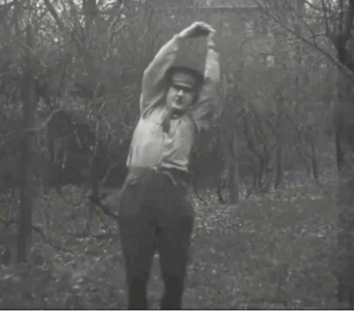 Walter Camp demonstrates exercises for US Army, ca 1918