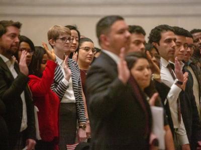 Taking the oath of allegiance at the National Archives, December 16, 2019