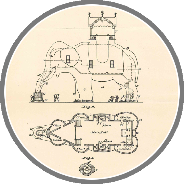 Unique elephant patent circle portal graphic