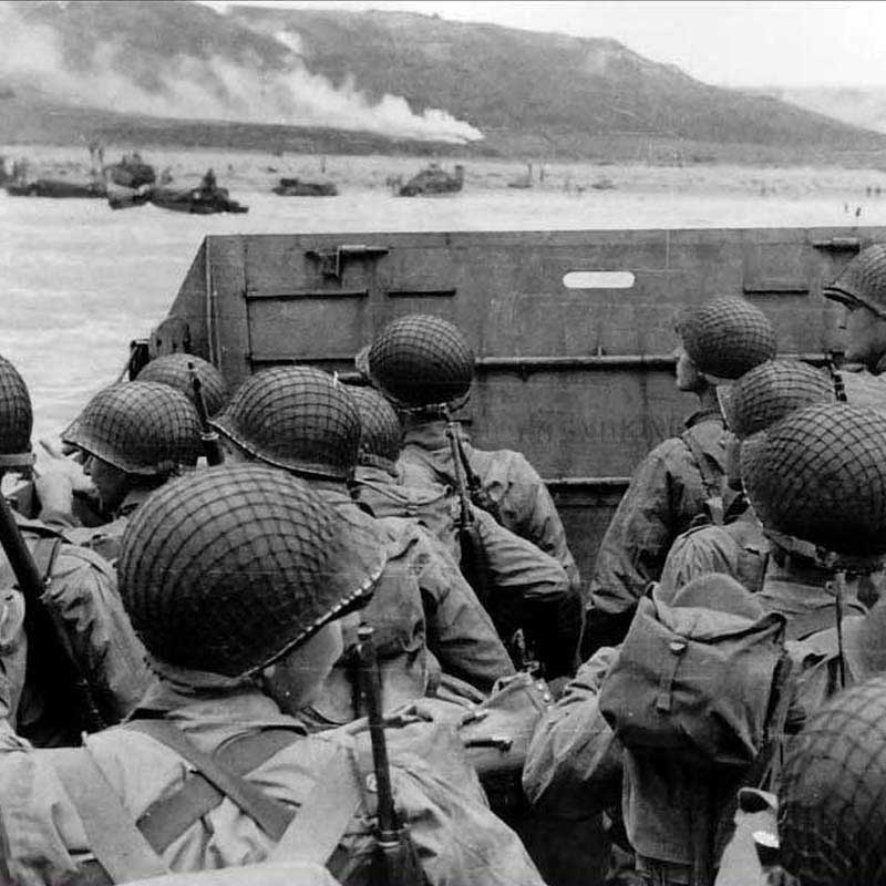 Normandy Invasion, June 1944 Troops in an LCVP landing craft approaching Omaha Beach on D-Day, 6 June 1944. Photo courtesy of U.S. Army. National Archives.