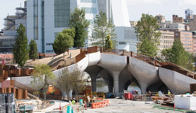 	The original design concept for Little Island pictured a park “floating” above the Hudson River