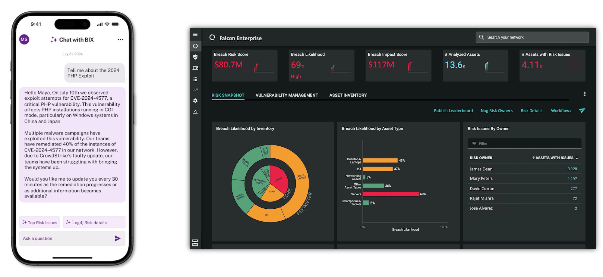 Chat with BIX + Balbix Dashboard