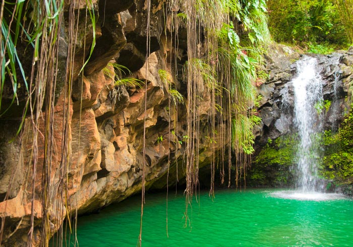 A lagoon with small waterfall, Annandale Falls, in St Georges, Grenada