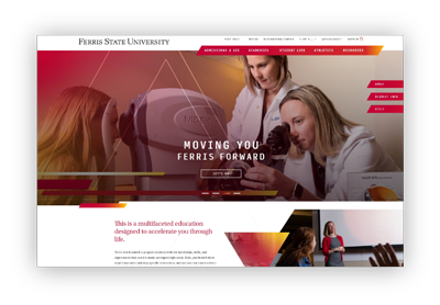 Ferris State University website on Desktop