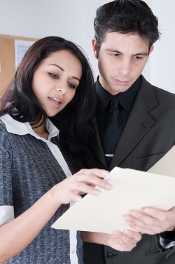 Couple looking at papers