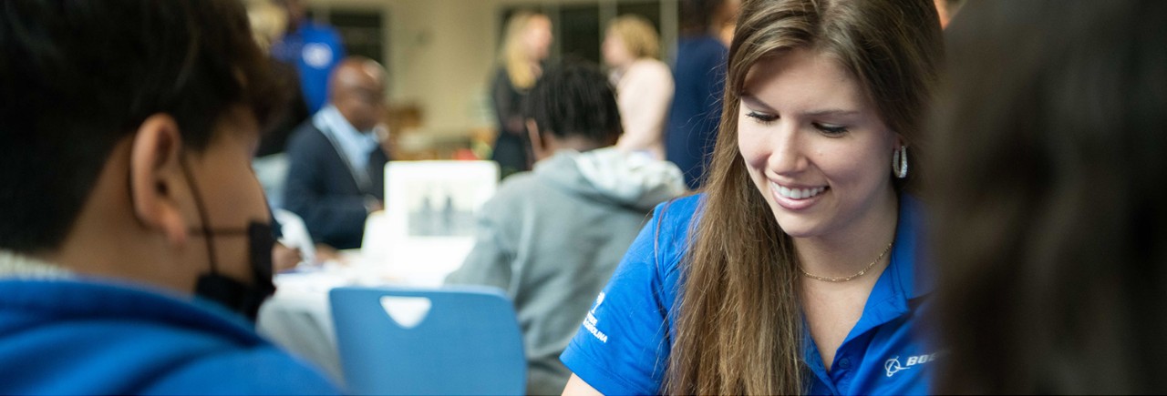 Boeing employee working with the community