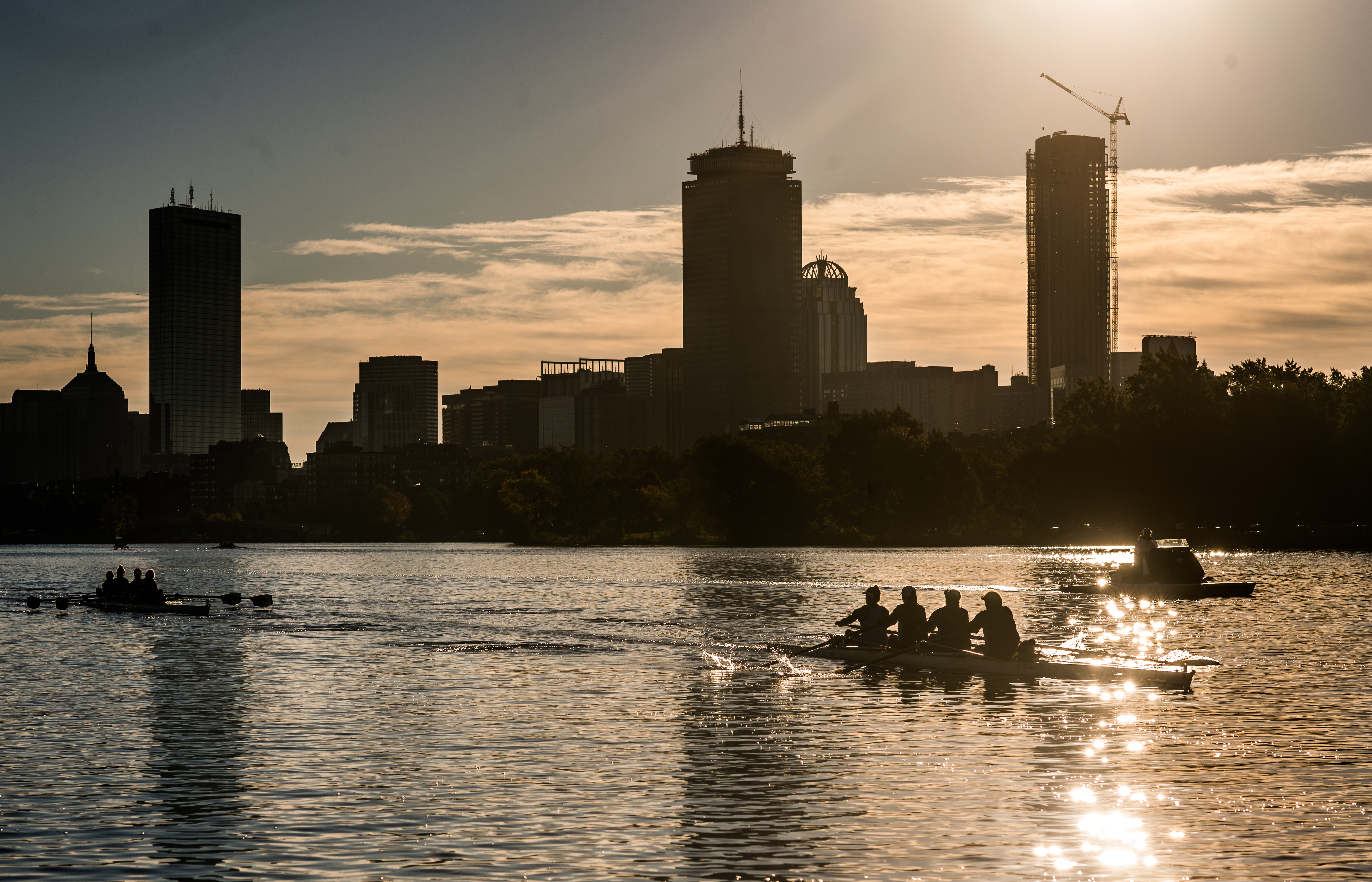 photo of the charles river at sunset