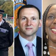 L-r: Former Head of Force Intelligence and Specialist Operations, Detective Chief Superintendent James (Jim) Roger Weems, Former Detective Chief Superintendent Ian Hunter, Contact Management Police Staff Supervisor Jennifer Lamboll