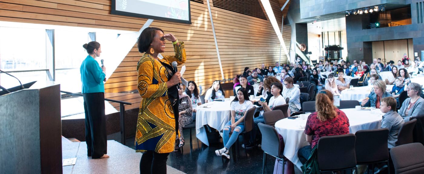 Alex Vitrella, left, and Jackie Statum Allen lead a session at the annual Student-Centered Learning for Equity (SCL4E) convening at the University of Minnesota.