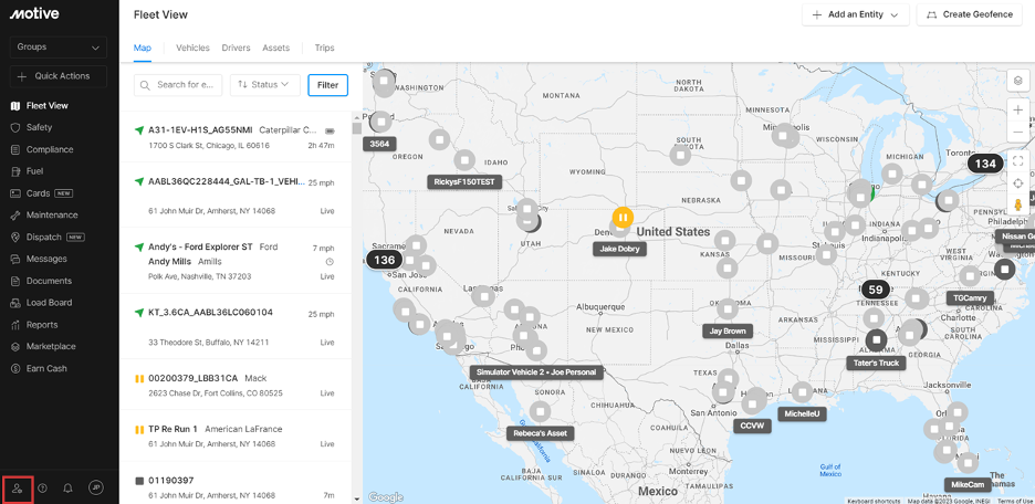 Motive's fleet view features