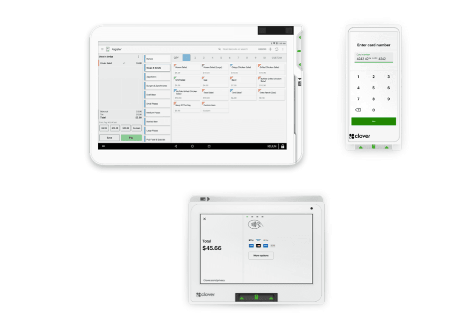 Clover POS displayed on various devices