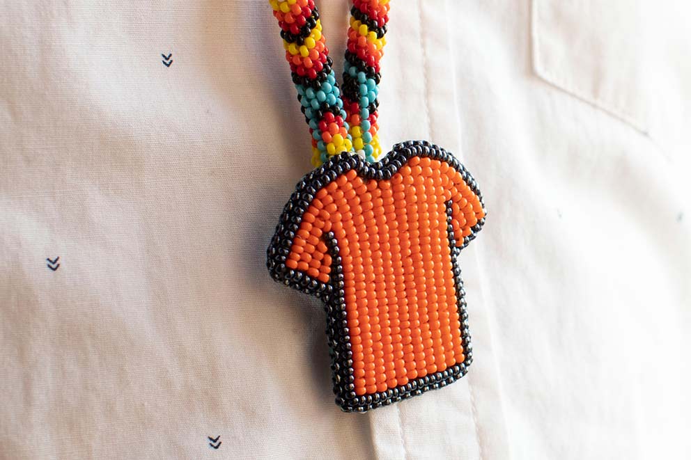 Beaded orange shirt necklace