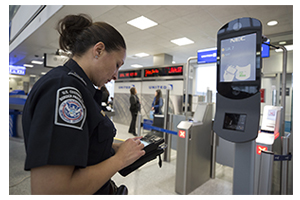 CBP officer using mobile technology