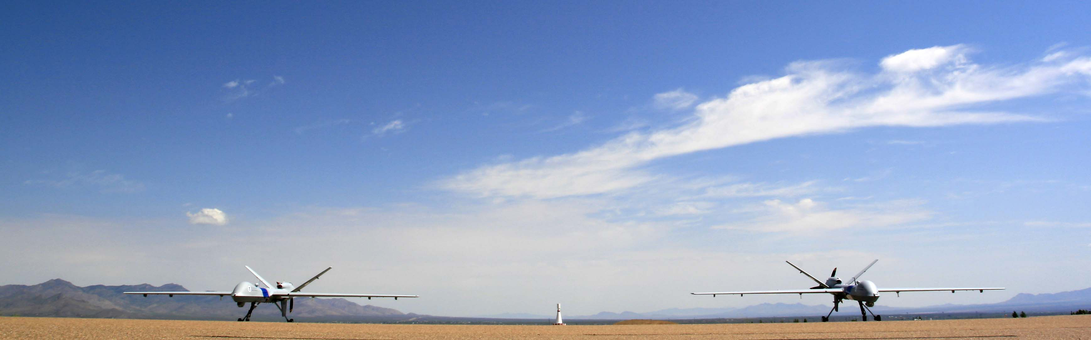 A pair of CBP's unmanned aircraft in Sierra Vista, Ariz.