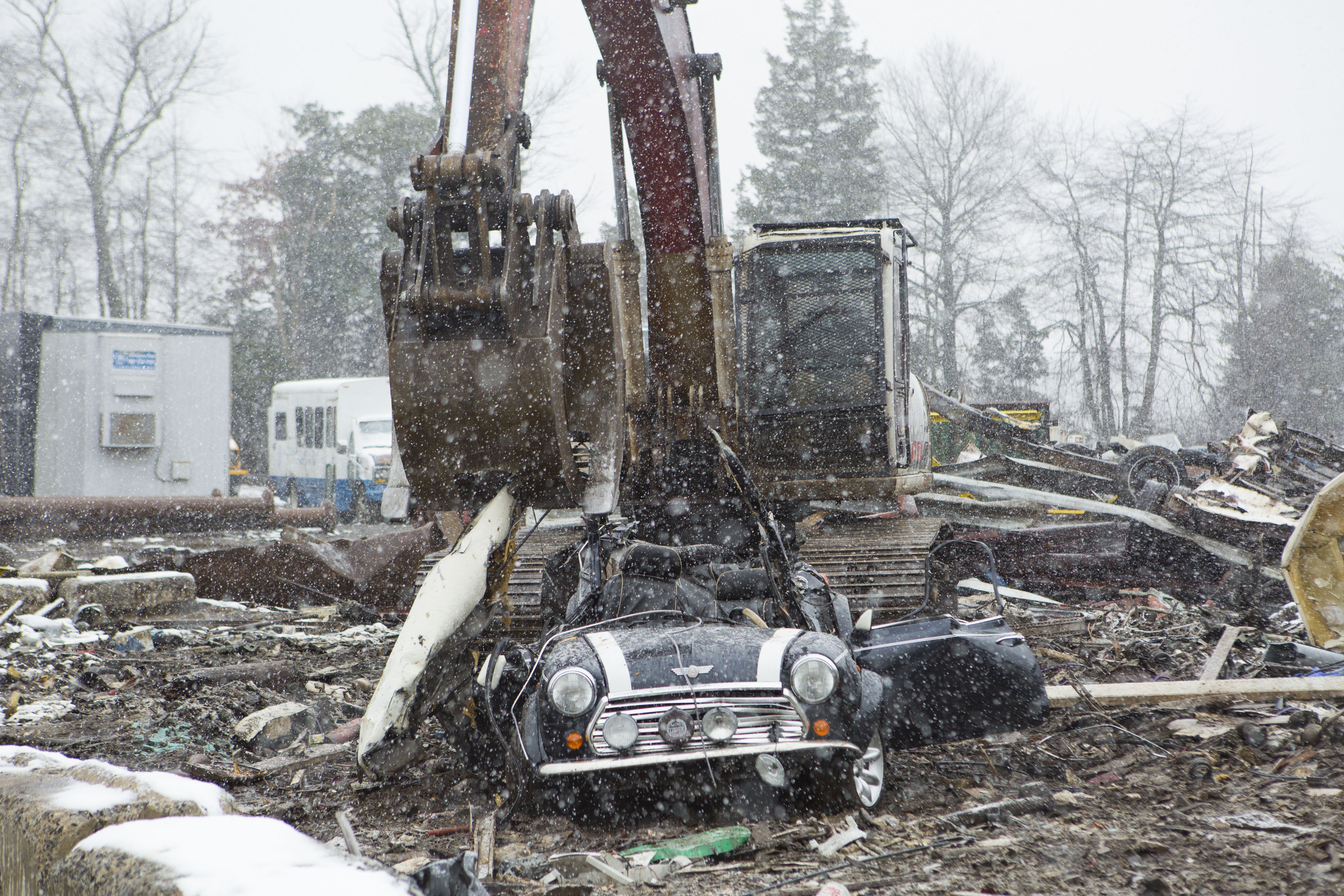 U.S. Customs and Border Protection in conjunction with British Authorities destroy a Mini Cooper that had many violations related to importation. Photo Credit: James Tourtellotte.