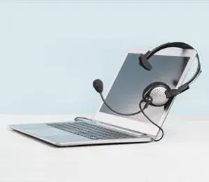 Image of Laptop with headphones