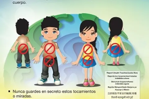 Prison Rape Elimination Act educational poster in Spanish for juveniles 13 and below