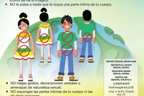 Prison Rape Elimination Act educational poster in Spanish for juveniles 14 and above