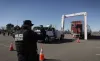 A CBP officer scans vehicles at Super Bowl LVII.