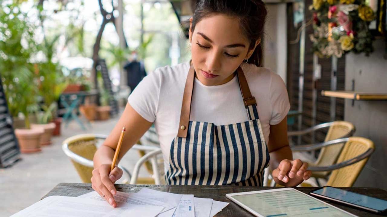 small business owner in cafe