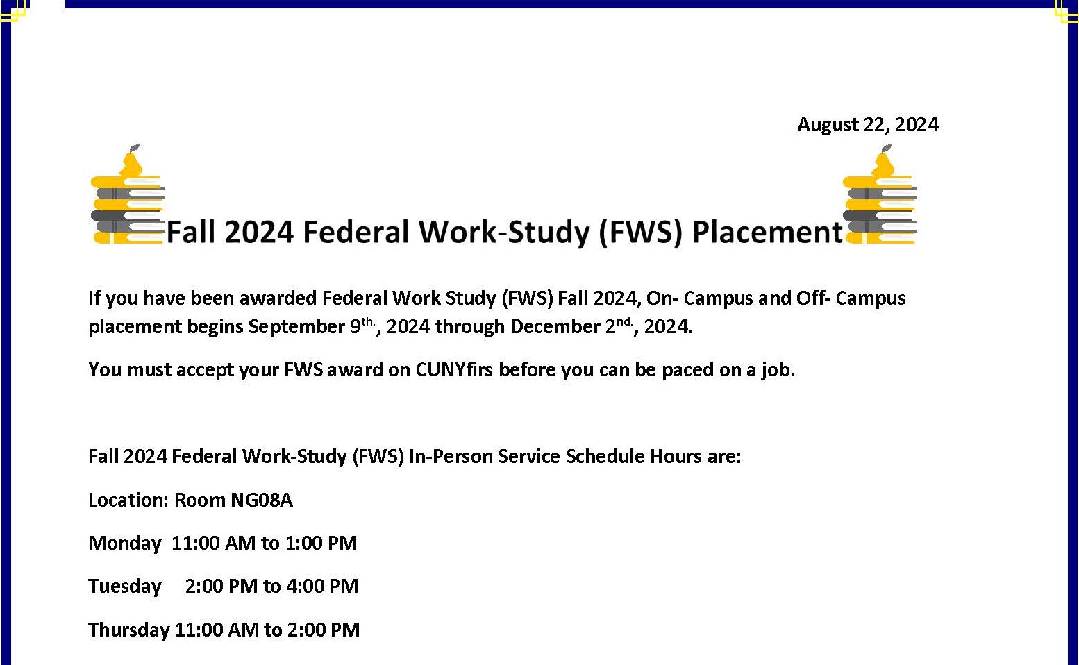 Fall 2024 Federal Work-Study