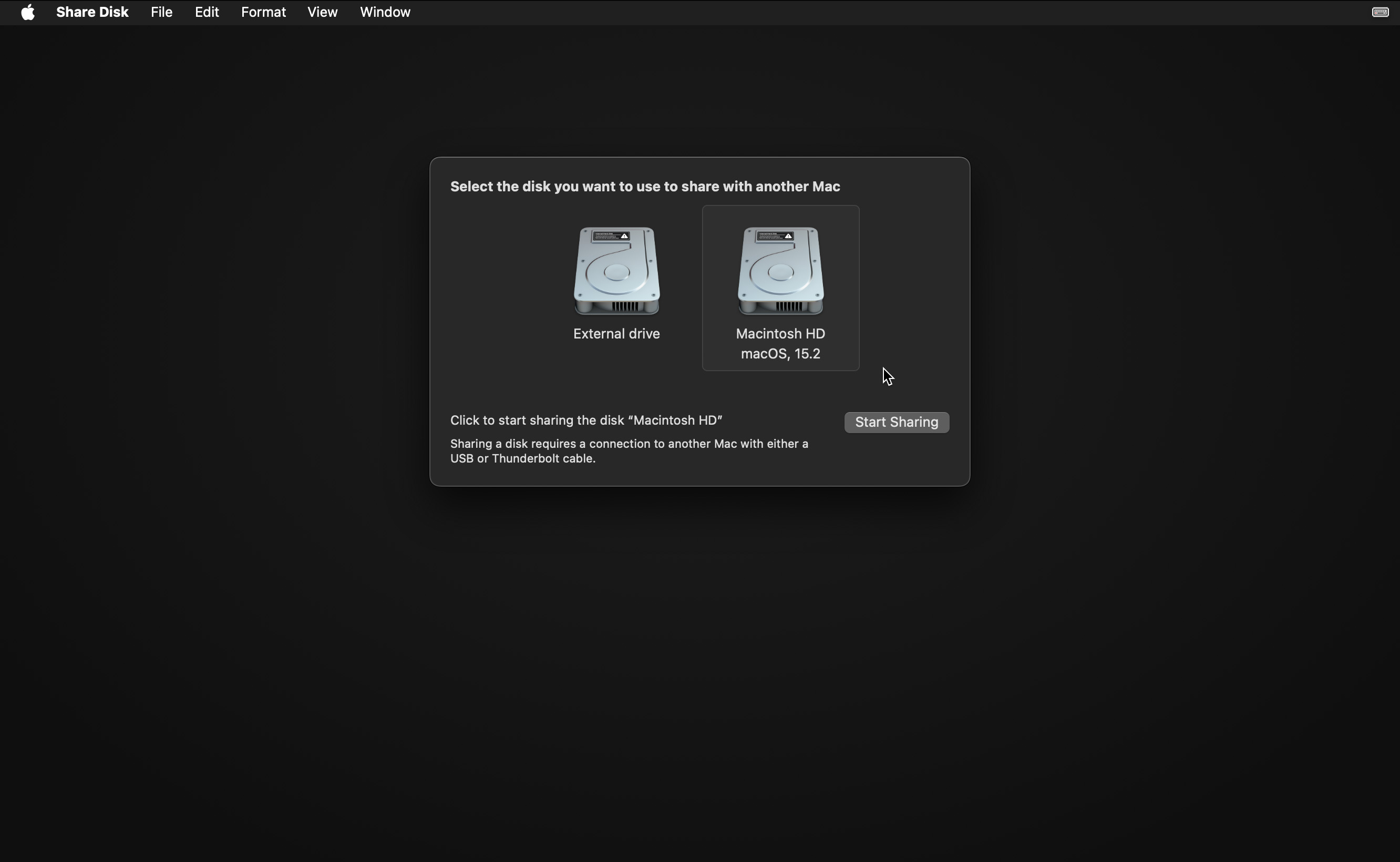 start disk sharing on mac