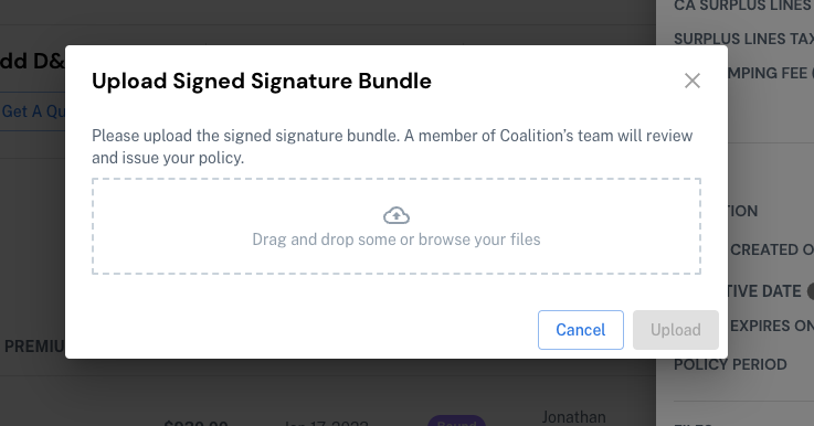 Coalition Upload Signed Signature Bundle