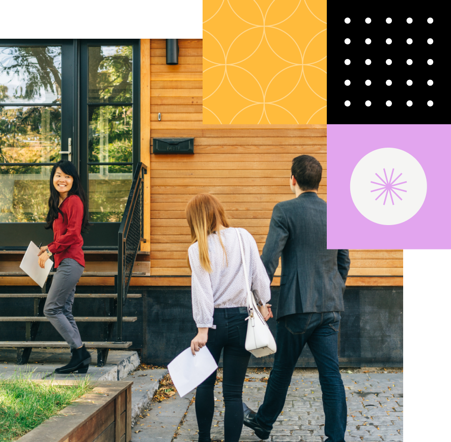 Real estate agent showing a house to a couple